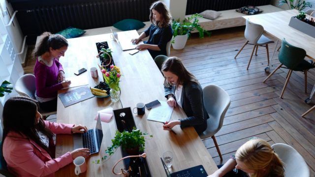 Small Team working in coworking space